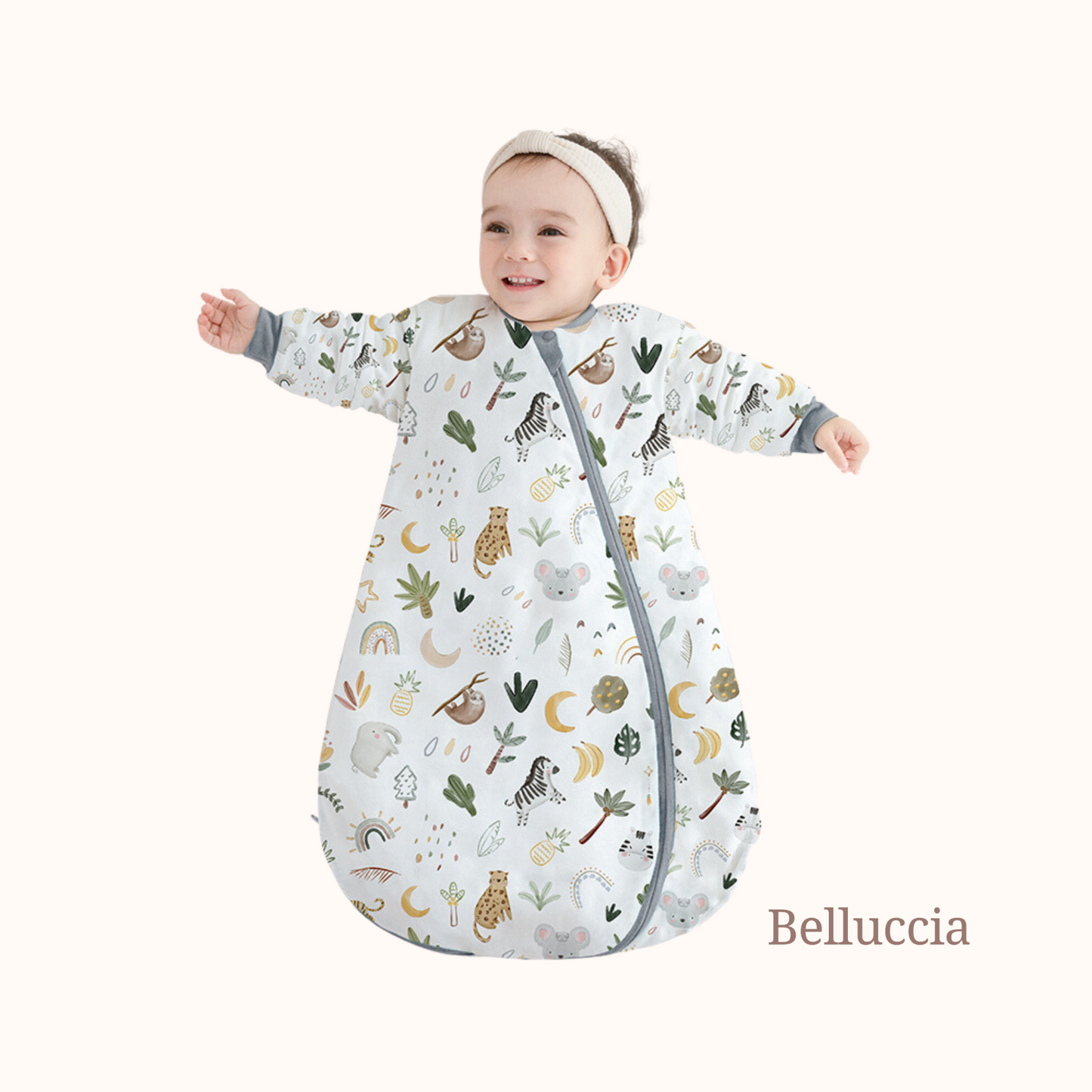 Saquito de Dormir Sueño Seguro / Tipo Redondeado / TOG 1.0 / Diseño Jungla · 100% Algodón · Temperatura Constante